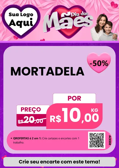 Modelo de Cartaz para Cartaz A4 Vertical com o tema Dia das Mães para Frios e Laticínios