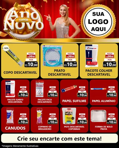 Modelo de Rede Social para Feed Instagram com o tema Super Ano Novo para Embalagens