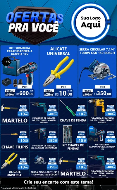 Modelo de Encarte para Encarte Grande com o tema Ofertas Para Você - Auto e Motopeças para Maquinas e Ferramentas