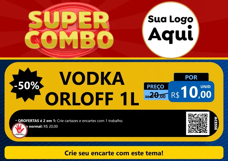 Modelo de Cartaz para Cartaz A4 Horizontal com o tema Super Combo para Distribuidora de bebidas