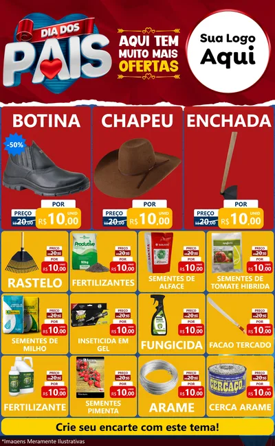 Modelo de Encarte para Encarte Grande com o tema Dia dos Pais para Agropecuária