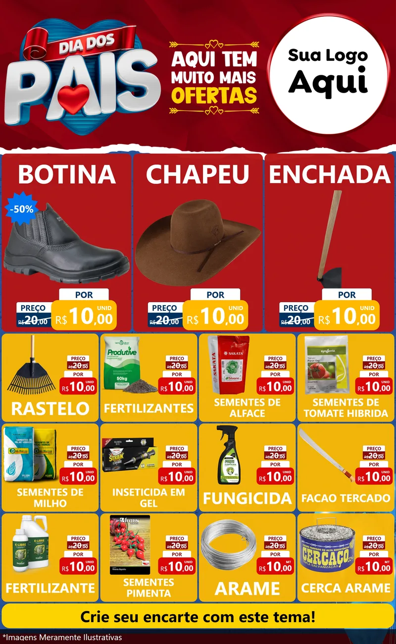 Modelo de Encarte para Encarte Grande com o tema Dia dos Pais para Agropecuária
