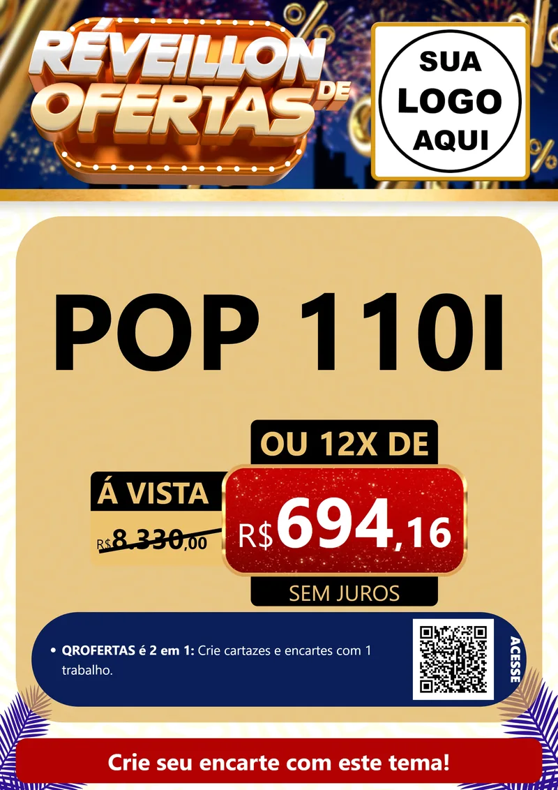 Modelo de Cartaz para Cartaz A4 Vertical com o tema Réveillon de Ofertas para Concessionaria de Motos