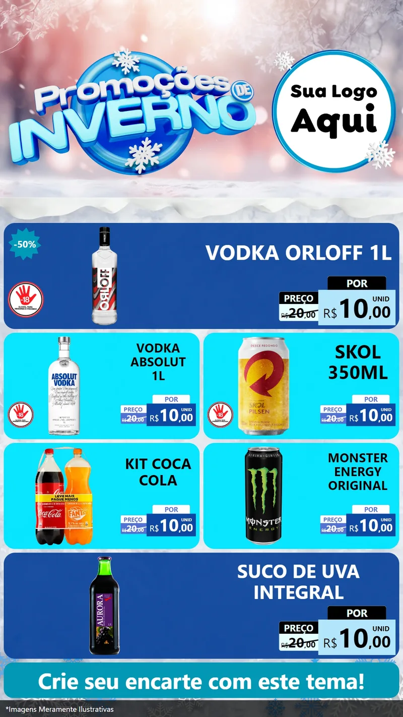 Modelo de TV para TV Vertical com o tema Promoções de Inverno para Distribuidora de bebidas
