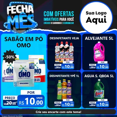 Modelo de Rede Social para Feed Facebook com o tema Fecha Mês para Produtos de Limpeza