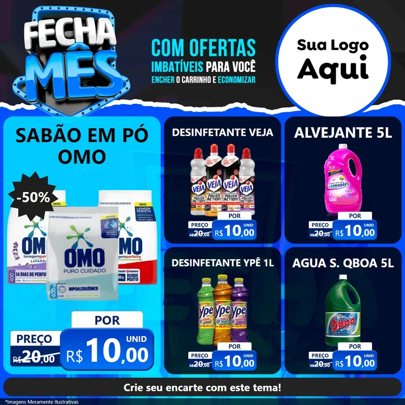 Modelo de Rede Social para Feed Facebook com o tema Fecha Mês para Produtos de Limpeza