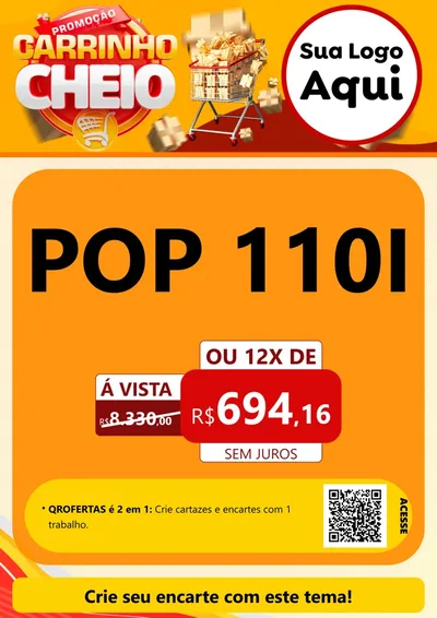 Modelo de Cartaz para Cartaz A4 Vertical com o tema Promoção carrinho cheio para Concessionaria de Motos
