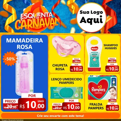 Modelo de Rede Social para Feed Facebook com o tema Esquenta de Carnaval para Bebês