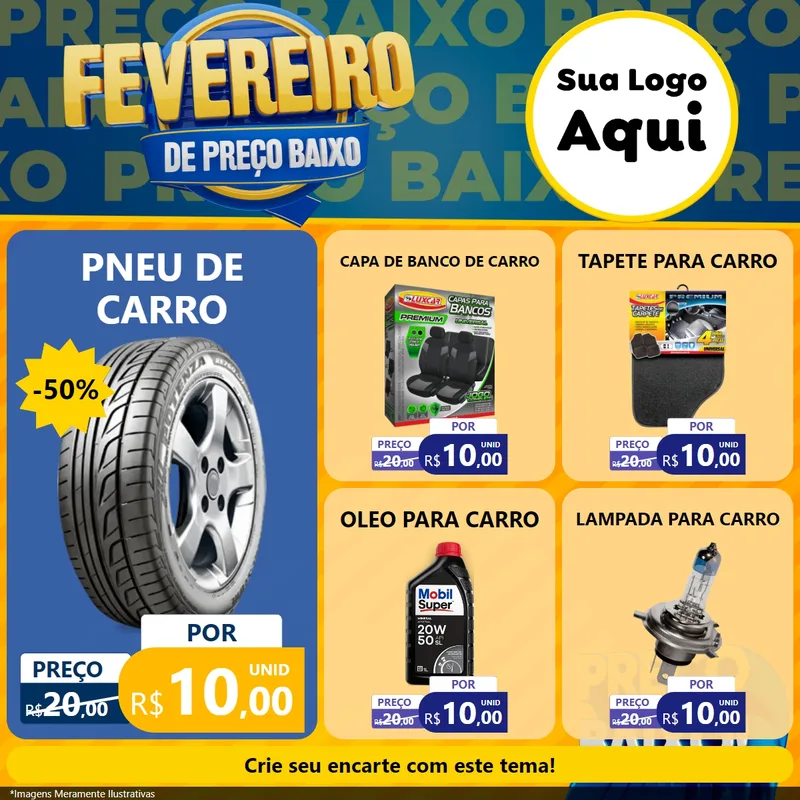 Modelo de Rede Social para Feed Facebook com o tema Fevereiro de Preço Baixo para Auto peças