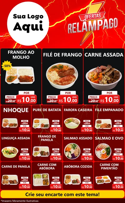 Modelo de Encarte para Encarte Grande com o tema Ofertas Relâmpago para Restaurante