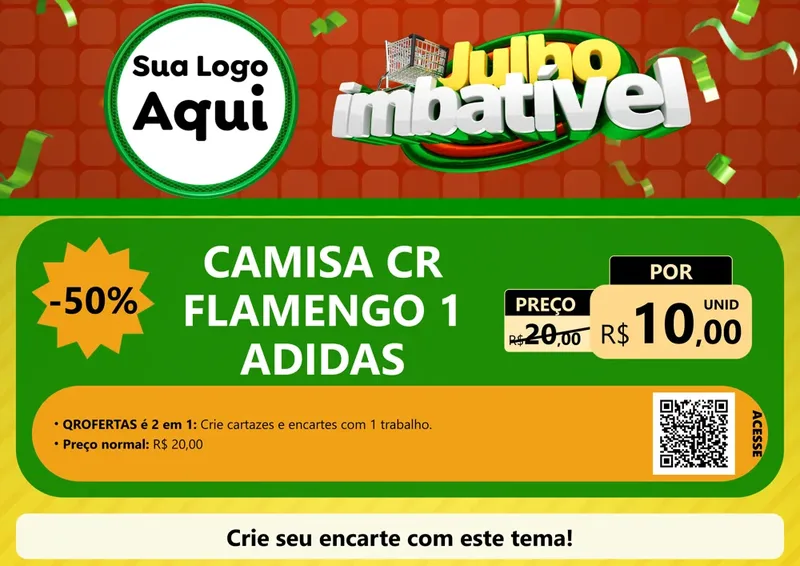 Modelo de Cartaz para Cartaz A4 Horizontal com o tema Julho Imbatível para Roupas e acessórios