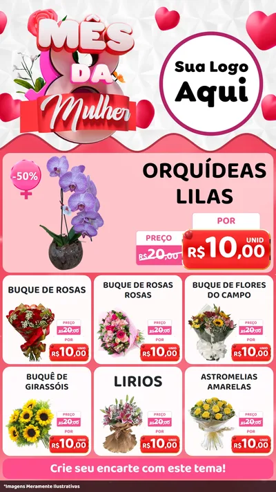 Modelo de Rede Social para Stories com o tema Mês da Mulher para Floricultura e jardim