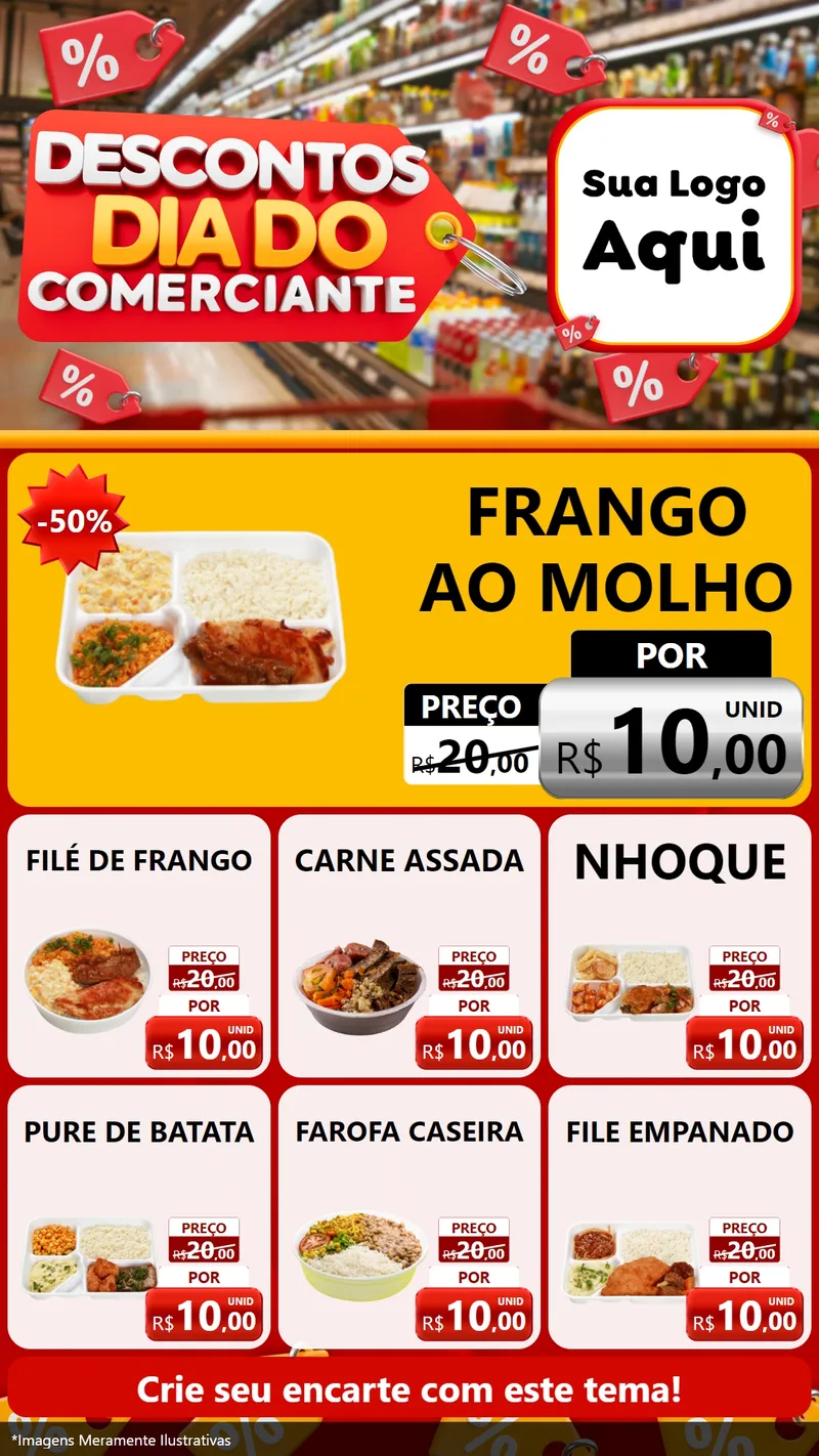 Modelo de Rede Social para Stories com o tema Descontos Dia do Comerciante para Restaurante