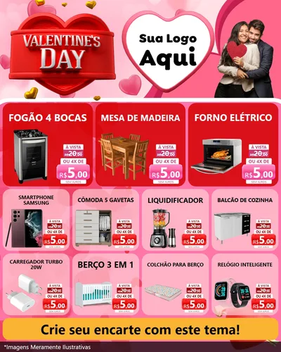 Modelo de Rede Social para Feed Instagram com o tema Valentine's Day para Móveis e Eletro