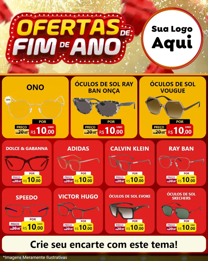 Modelo de Rede Social para Feed Instagram com o tema Ofertas de Fim de Ano para Óticas