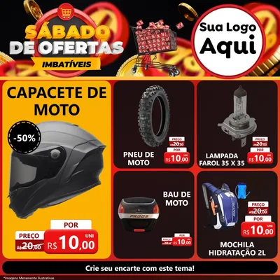 Modelo de Rede Social para Feed Facebook com o tema Sábado de Ofertas Imbatíveis para Moto peças