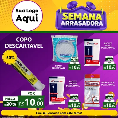 Modelo de Rede Social para Feed Facebook com o tema Semana Arrasadora para Embalagens