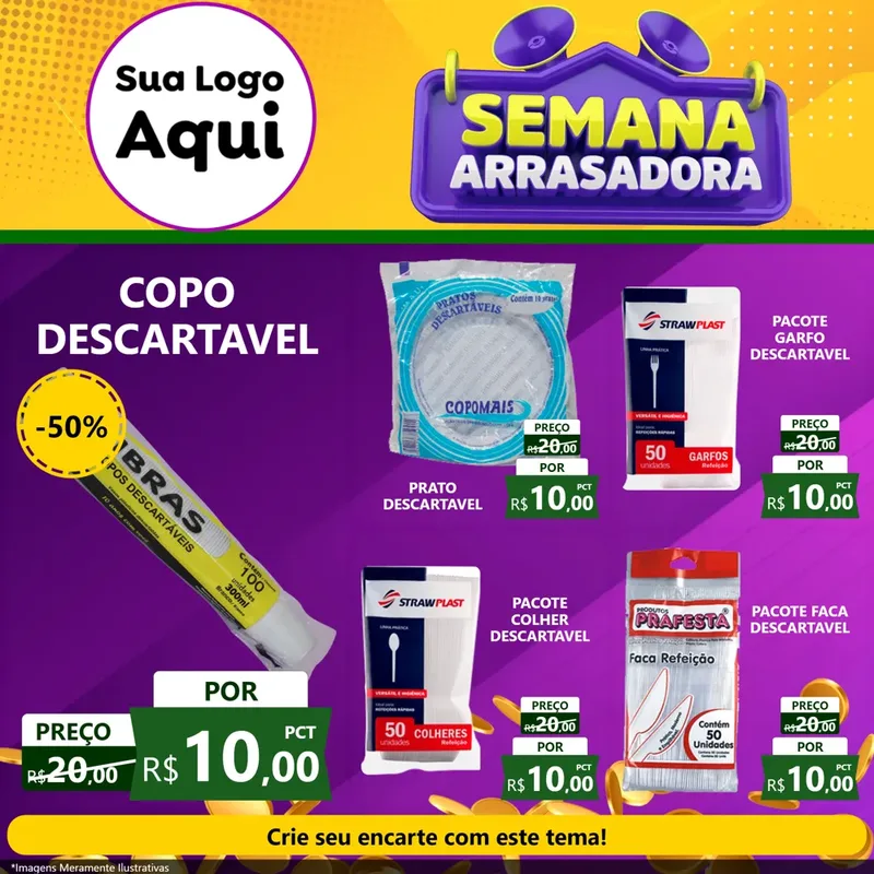 Modelo de Rede Social para Feed Facebook com o tema Semana Arrasadora para Embalagens