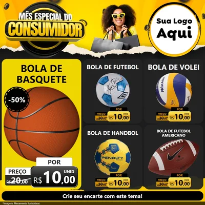 Modelo de Rede Social para Feed Facebook com o tema Mês Especial do Consumidor para Artigos Esportivos