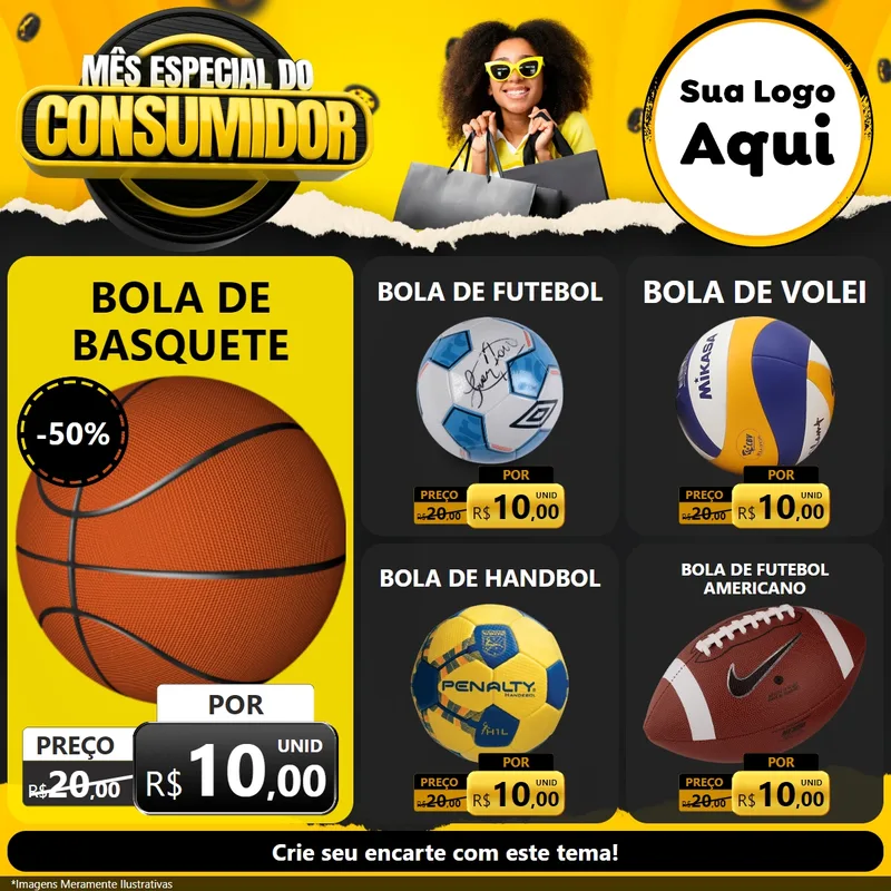 Modelo de Rede Social para Feed Facebook com o tema Mês Especial do Consumidor para Artigos Esportivos