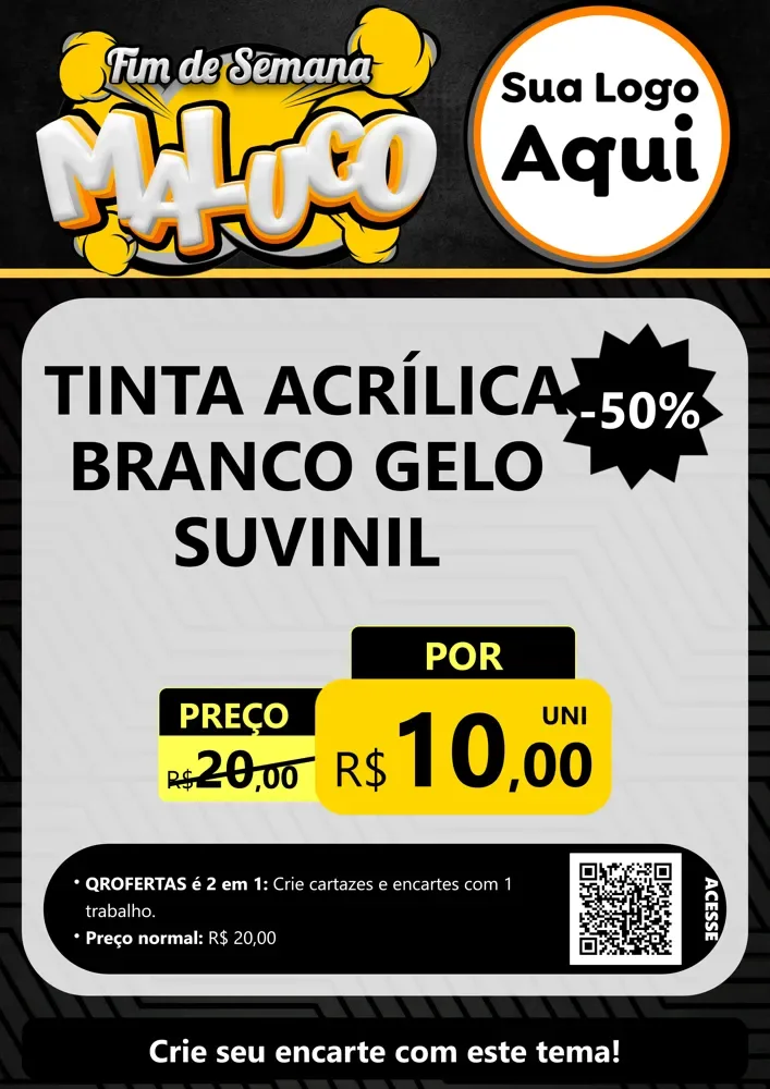 Modelo de Cartaz para Cartaz A4 Vertical com o tema Fim de Semana Maluco para Tintas e Ferramentas