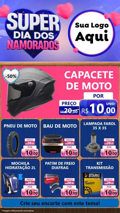Modelo de Rede Social para Stories com o tema Super Dia dos Namorados para Moto peças