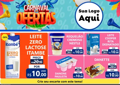 Modelo de Encarte para Encarte A4 Horizontal com o tema Carnaval de Ofertas para Frios e Laticínios