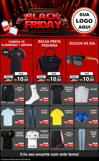 Modelo de Encarte para Encarte Grande com o tema Black Friday para Roupas e acessórios