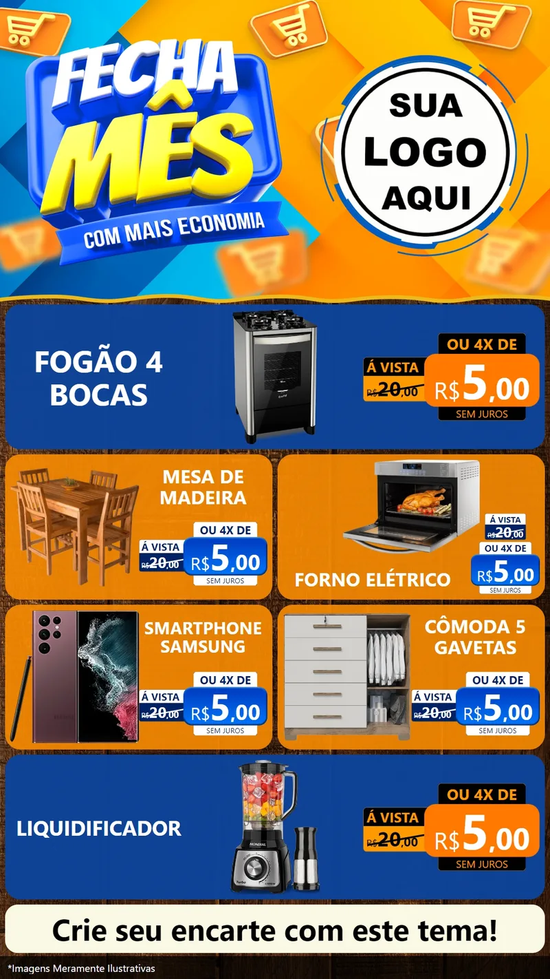 Modelo de TV para TV Vertical com o tema Fecha Mês Com Mais Economia para Móveis e Eletro