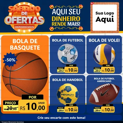 Modelo de Rede Social para Feed Facebook com o tema Sábado de Ofertas Imperdíveis para Artigos Esportivos