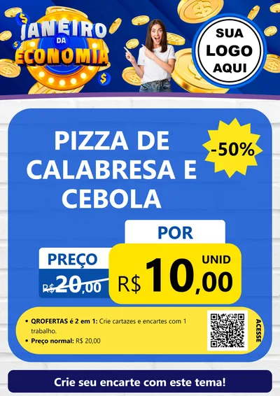 Modelo de Cartaz para Cartaz A4 Vertical com o tema Janeiro da Economia para Pizzaria