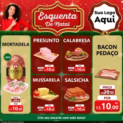 Modelo de Rede Social para Feed Facebook com o tema Esquenta de Natal para Frios e Laticínios