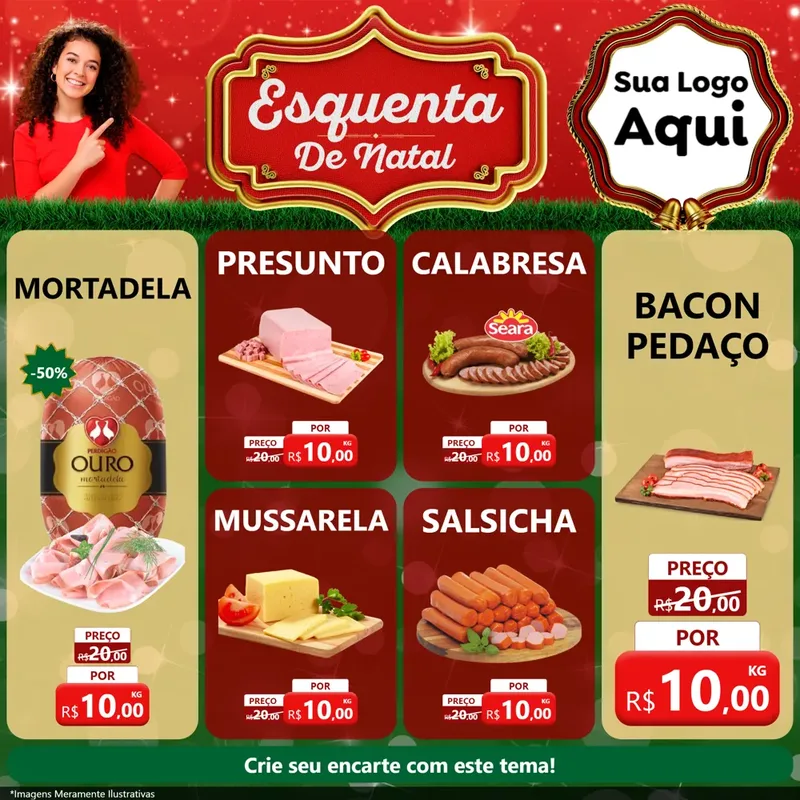 Modelo de Rede Social para Feed Facebook com o tema Esquenta de Natal para Frios e Laticínios