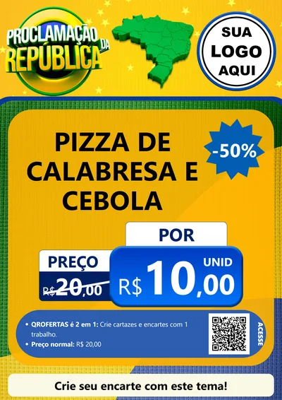 Modelo de Cartaz para Cartaz A4 Vertical com o tema Proclamação da República para Pizzaria