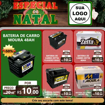 Modelo de Rede Social para Feed Facebook com o tema Especial de Natal para Baterias Elétricas