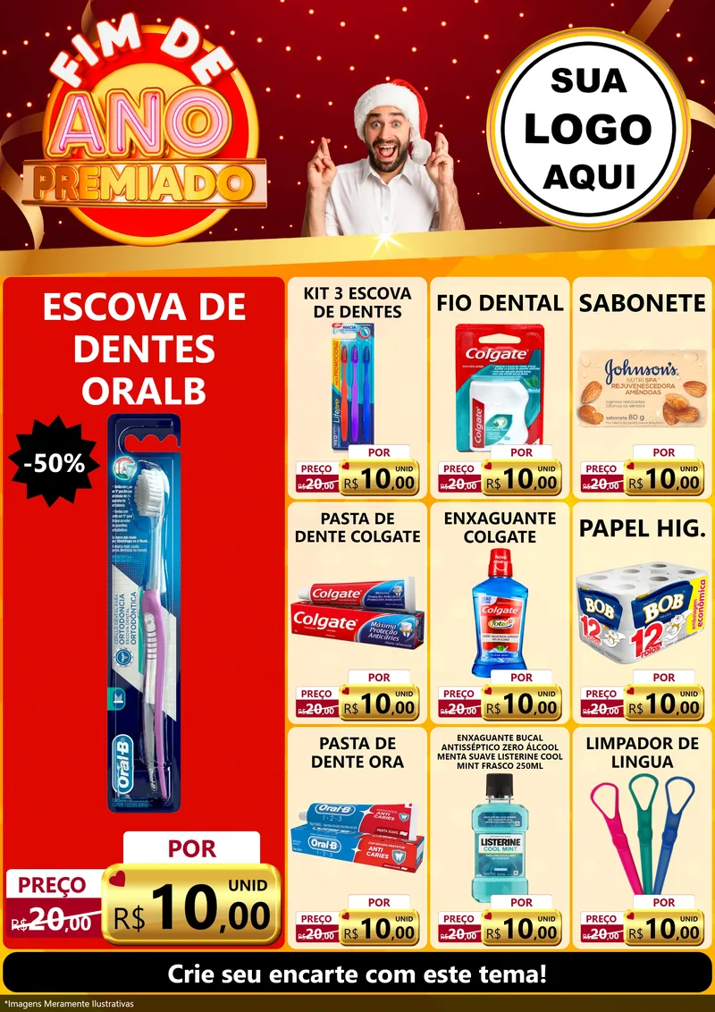 Modelo de Encarte para Encarte A4 Vertical com o tema Fim de Ano Premiado para Higiene Pessoal