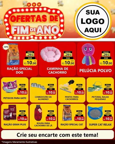 Modelo de Rede Social para Feed Instagram com o tema Ofertas de Fim de Ano para Pet Shop