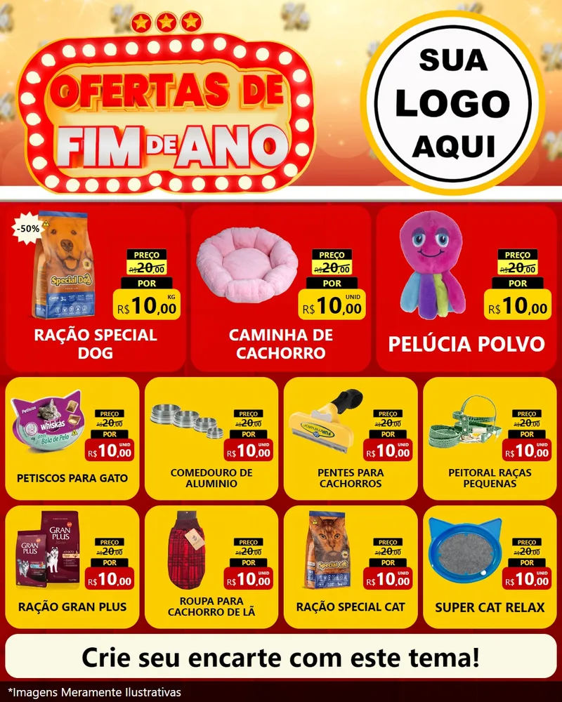 Modelo de Rede Social para Feed Instagram com o tema Ofertas de Fim de Ano para Pet Shop