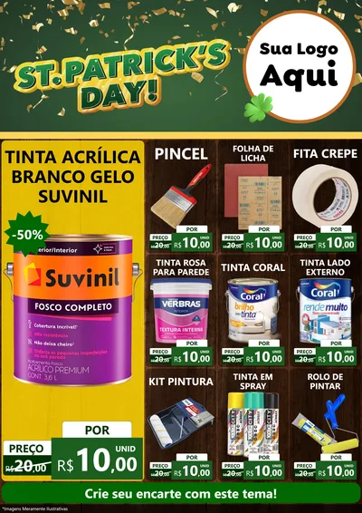Modelo de Encarte para Encarte A4 Vertical com o tema St Patriks Day para Tintas e Ferramentas