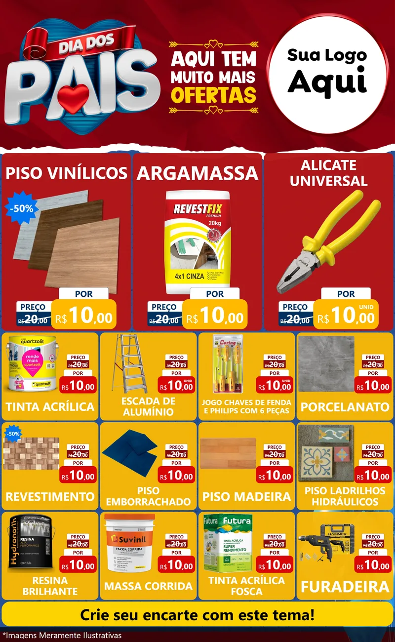 Modelo de Encarte para Encarte Grande com o tema Dia dos Pais para Material para Construção
