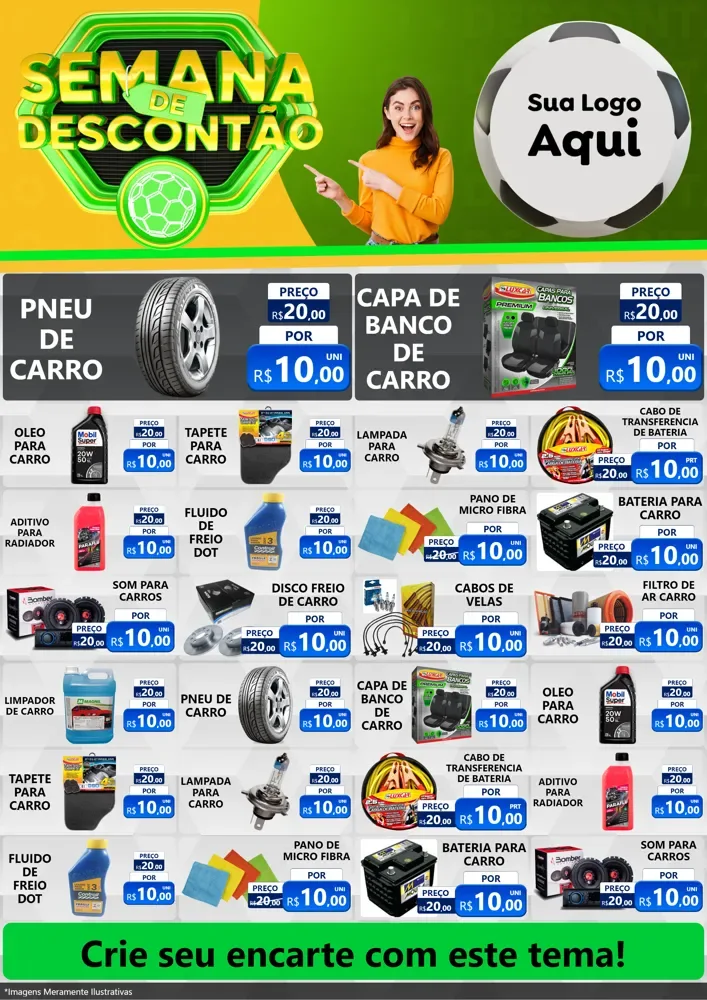 Modelo de Encarte para Encarte A4 Vertical com o tema Semana de Descontão - Copa para Auto peças