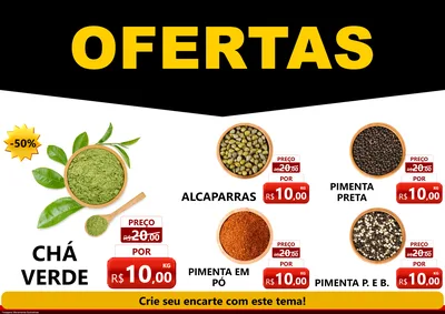 Modelo de Encarte para Encarte A4 Horizontal com o tema Ofertas Preto e Vermelho Cartaz para Produtos Naturais
