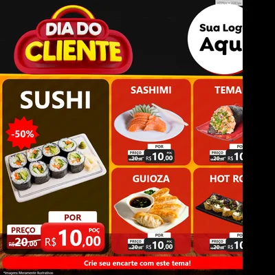 Modelo de Rede Social para Feed Facebook com o tema Dia do Cliente para Comida japonesa