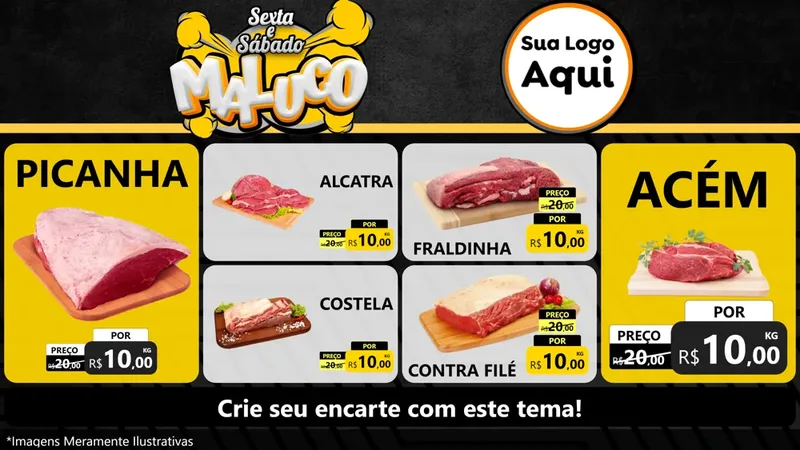 Modelo de TV para TV Horizontal com o tema Sexta e Sábado Maluco para Açougue