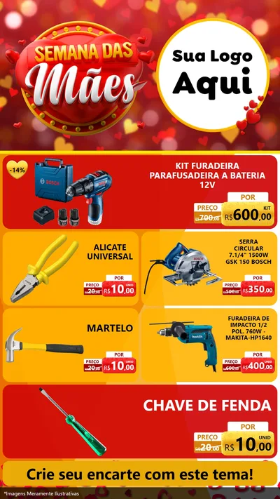 Modelo de TV para TV Vertical com o tema Semana das Mães para Maquinas e Ferramentas