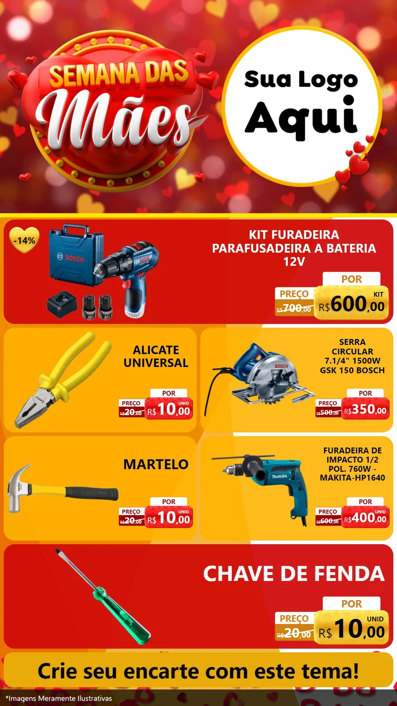 Modelo de TV para TV Vertical com o tema Semana das Mães para Maquinas e Ferramentas