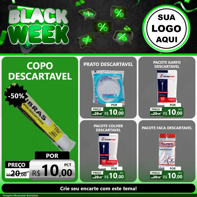 Modelo de Rede Social para Feed Facebook com o tema Black Week para Embalagens