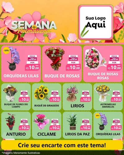 Modelo de Rede Social para Feed Instagram com o tema Semana da Primavera para Floricultura e jardim