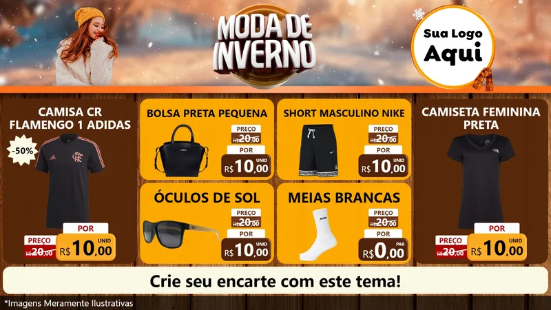 Modelo de TV para TV Horizontal com o tema Moda de Inverno para Roupas e acessórios