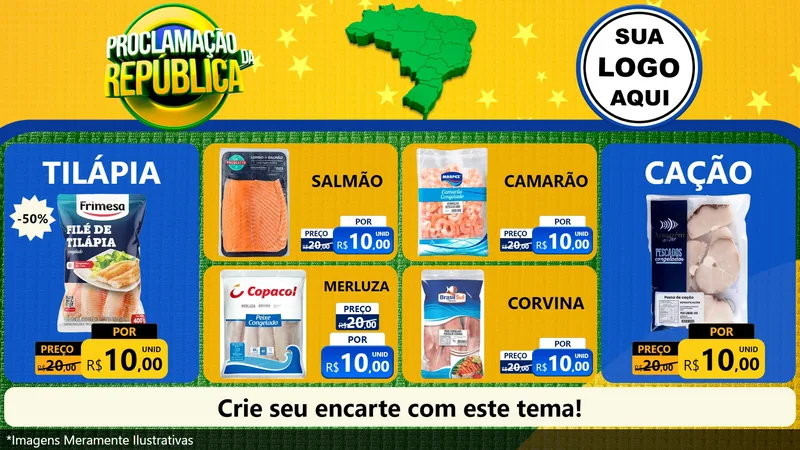 Modelo de TV para TV Horizontal com o tema Proclamação da República para Peixaria